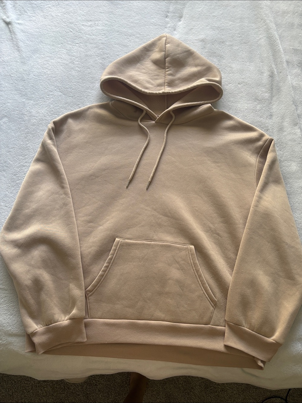 SHEIN Women's Beige Hooded Pullover Sweatshirt